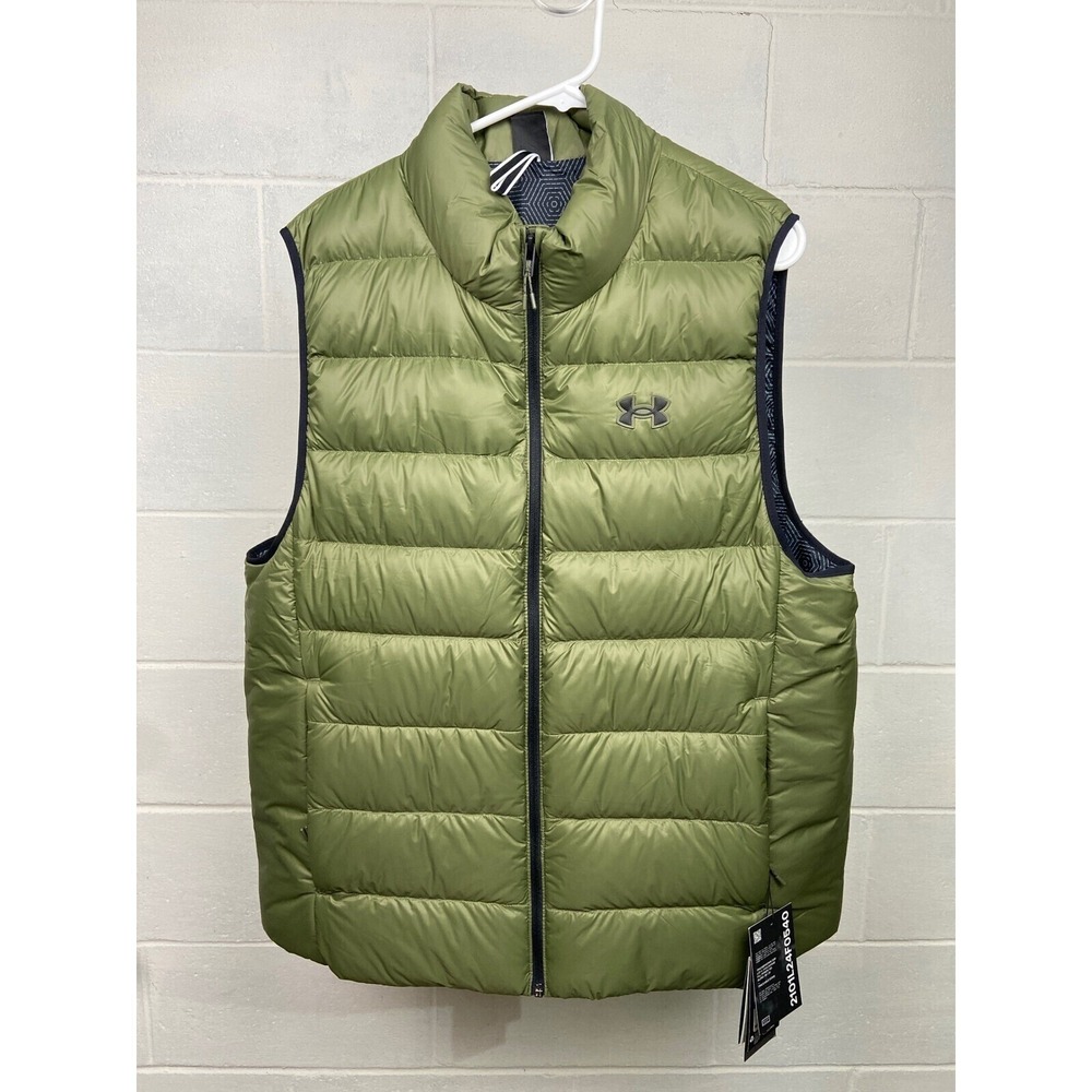 NWT Under Armour Legend Down Puffer Vest‎ Men's S Green Water-Repellent 600FP